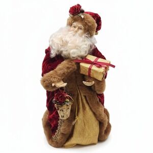 Old World‎ Santa Figurine Red Velvet Christmas Decor Tree Topper
